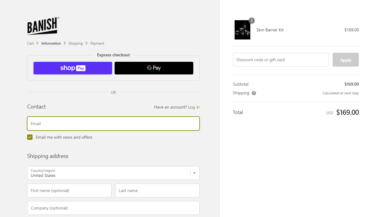 How to apply Banish coupon code